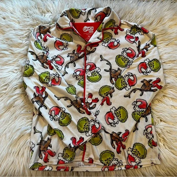 Dr. Seuss Grinch Kids Pajama Set - Red, Green, White - Picture 6 of 8